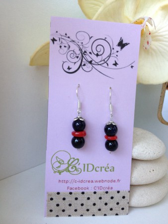 8 € Pierre du soleil Bleue 8mm + Rond corail teinté